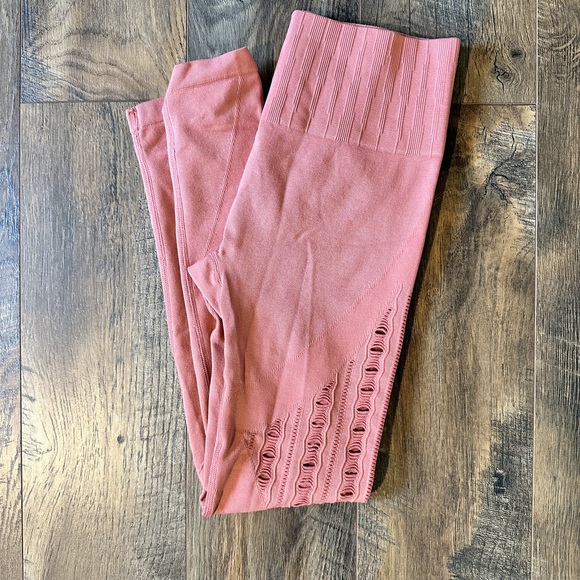 Unbranded Pants - XSP 22” waist petite activewear leggings Pink High Waisted cut-out ankle length